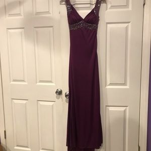 Purple Prom Dress with Beading and Open Back